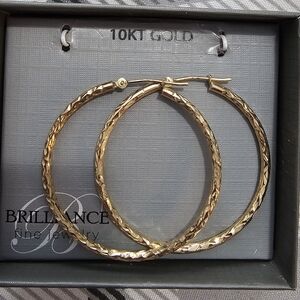 Large Twisted Yellow Gold Hoop Earrings